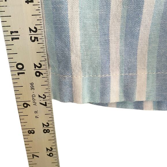 Linen Blend M Striped Pants Blue Pull-On Elastic Waist Pockets Boho Beachy - Picture 8 of 12